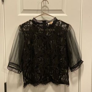 Black sheer lace blouse